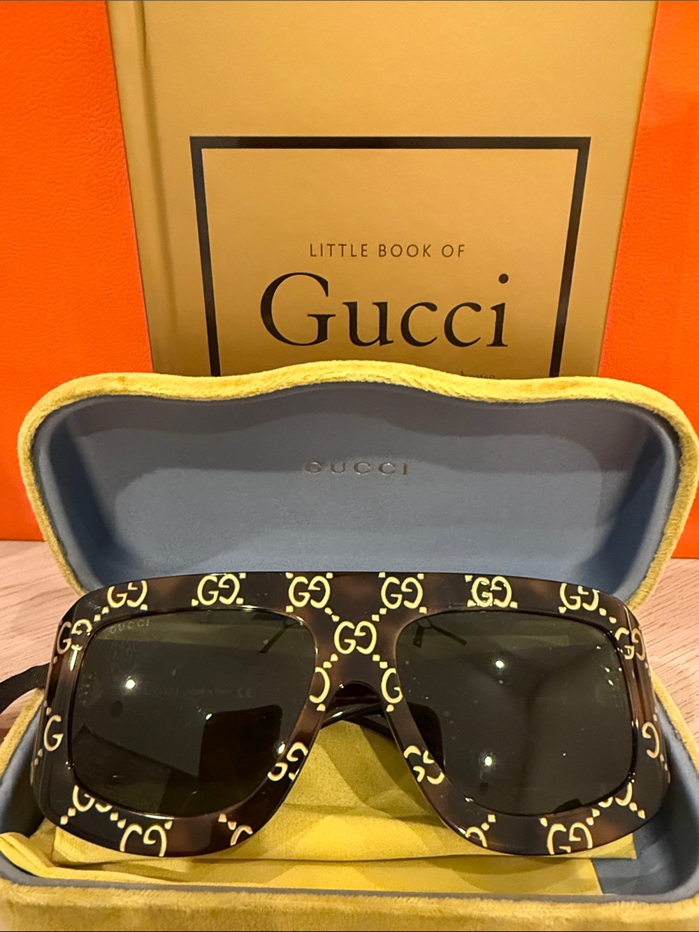 Gucci GG Monogram Oversized Square Sunglasses Tortoise Sold Out NEW - Picture 2 of 9